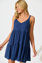 Navy Blue Smock Dress